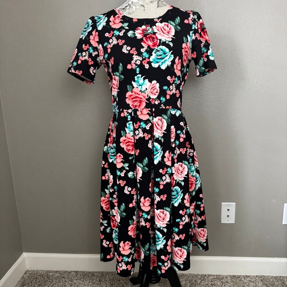 LuLaRoe Amelia Floral Black Dress